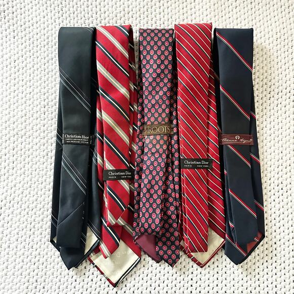 Bundle Lot Set 5 Designer Men Ties Christian Dior Roots Etienne Aigner Slim - Picture 7 of 7